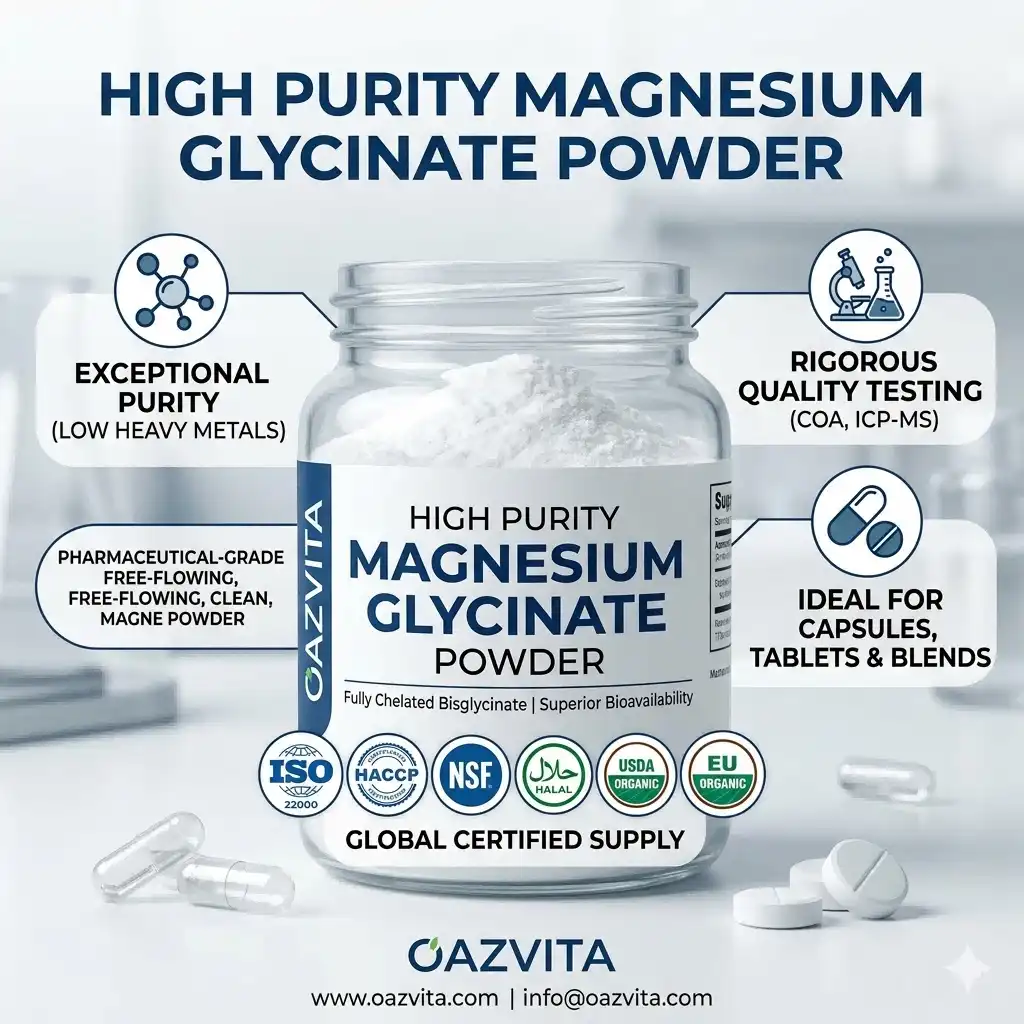 Manufacturing and stability of high purity magnesium glycinate powder Manufacturing and stability of high purity magnesium glycinate powder